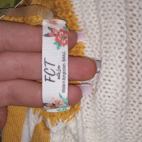 FCT small yellow, white, and black cropped long sleeve sweater - Picture 2 of 3
